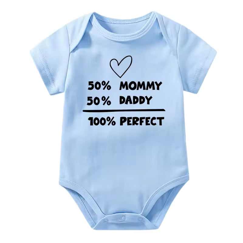 50% Mommy 50% Daddy 100% Perfect Baby Onesie (Multiple Color)