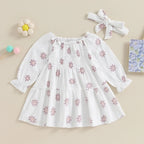 Floral Boho Dress & Matching Bow