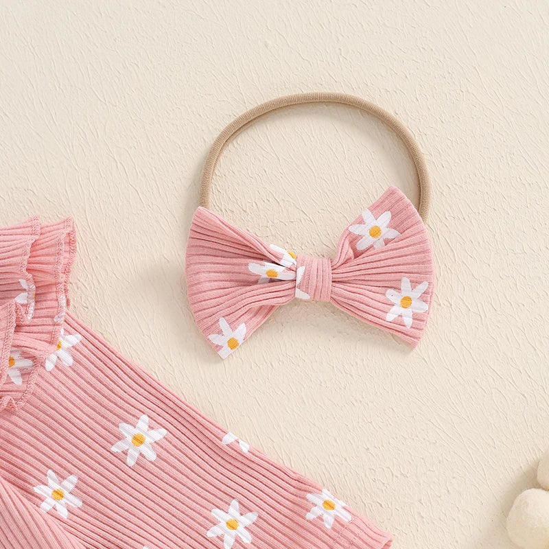 Ribbed Ruffle Daisy Outfit & Headband