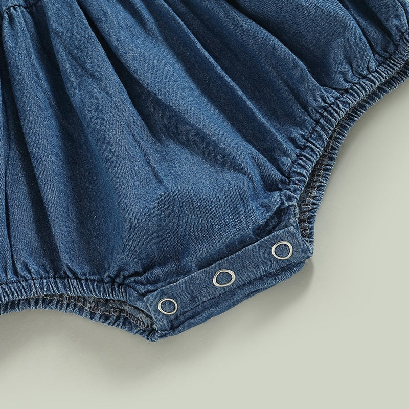 Denim Bow Summer Romper