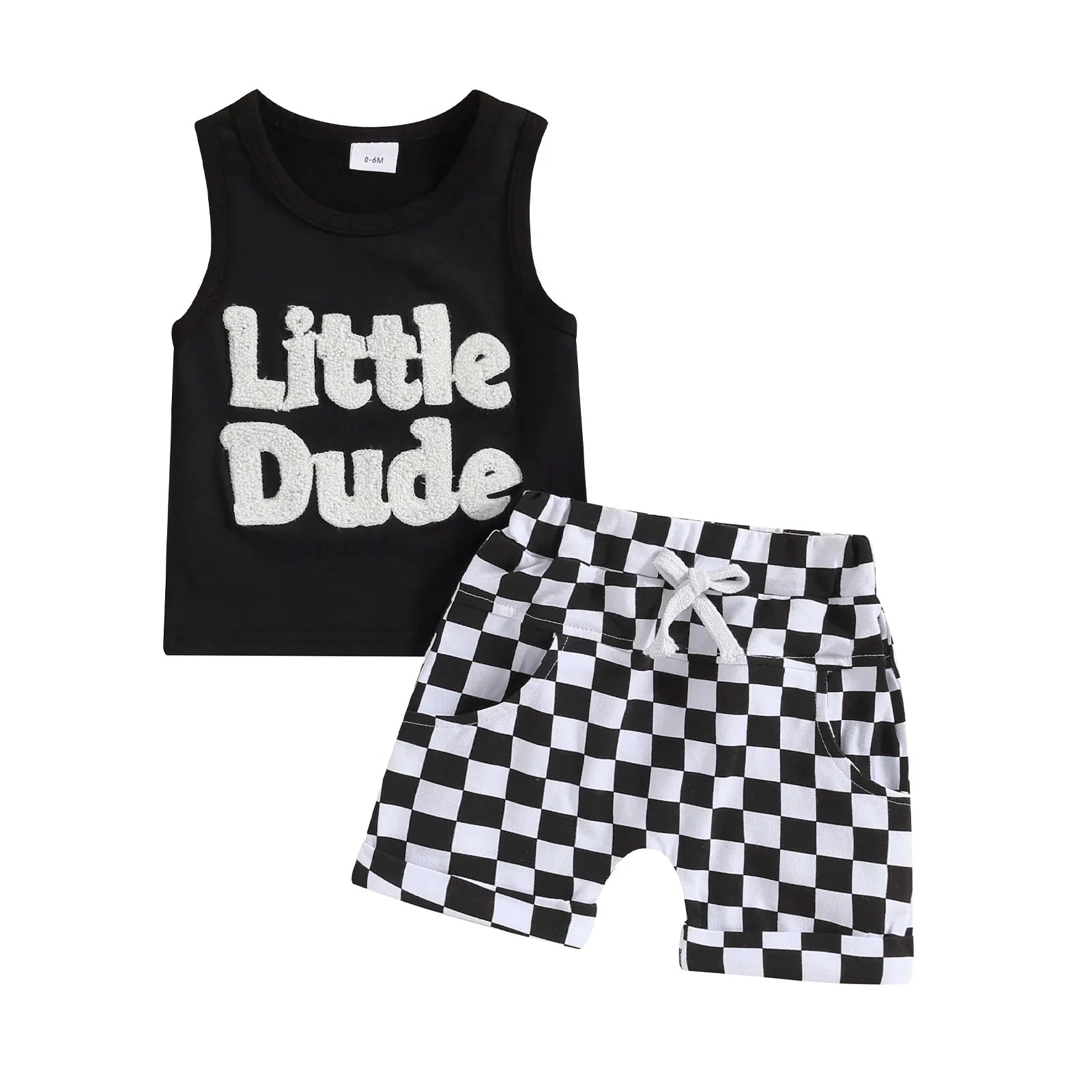 Little Dude Tank & Checkered Shorts