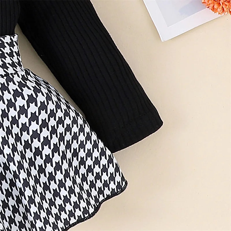 Baby Girl Houndstooth Romper Dress Set