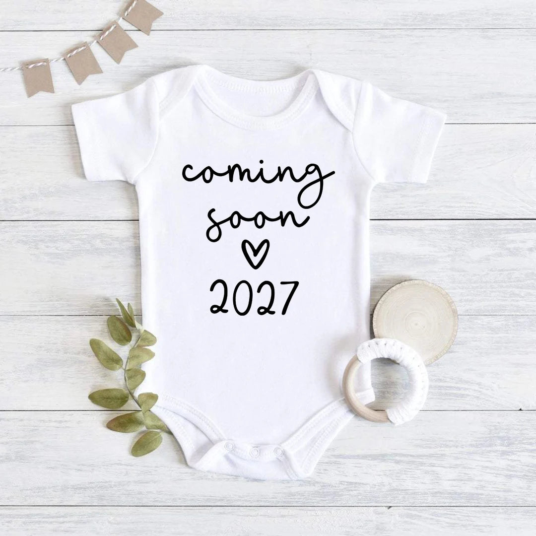 Coming Soon 2027 Baby Onesie