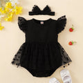 Black Polka Dot Romper Dress & Headband