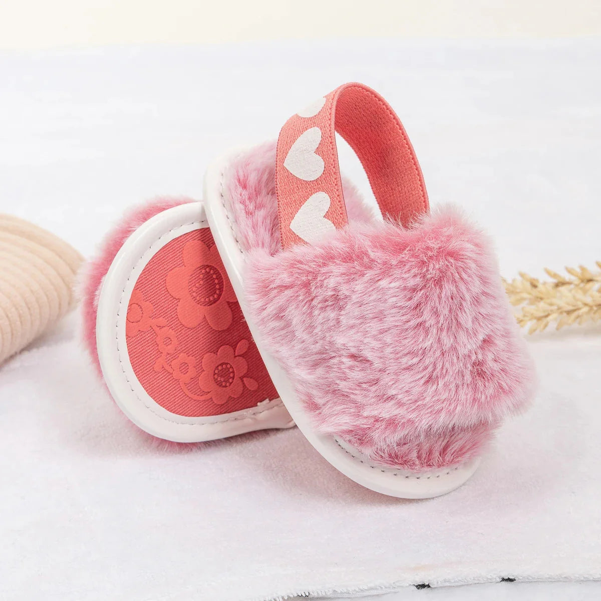 Fluffy Heart Sandals