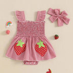 Plaid Strawberry Ruffle Dress & Bow