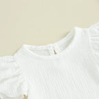 Solid Ruffled Fly Sleeve Onesie