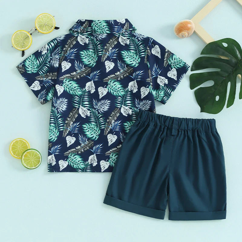 Summer Beach Days Collared Shirt & Shorts