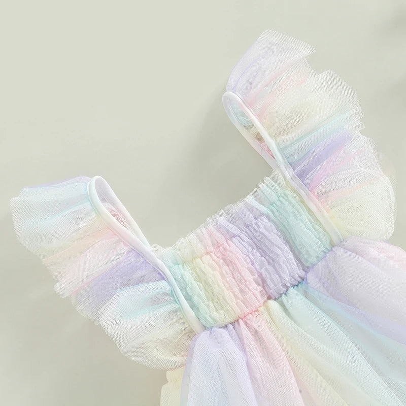 Rainbow Striped Dinosaur Romper