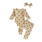 Heart Polka Dot Ribbed Ruffles Outfit & Headband