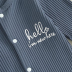 Hello I'm New Here Ribbed Footie Onesie & Hat