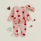 Strawberry Footie Ruffle Onesie & Bow