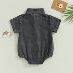 Collared Denim Romper
