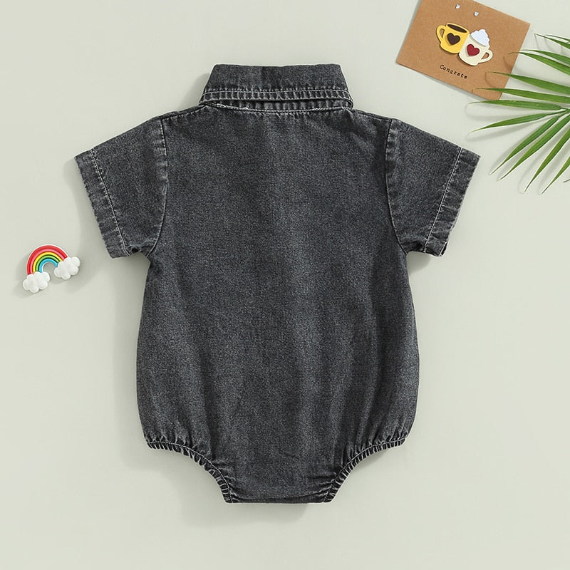 Collared Denim Romper