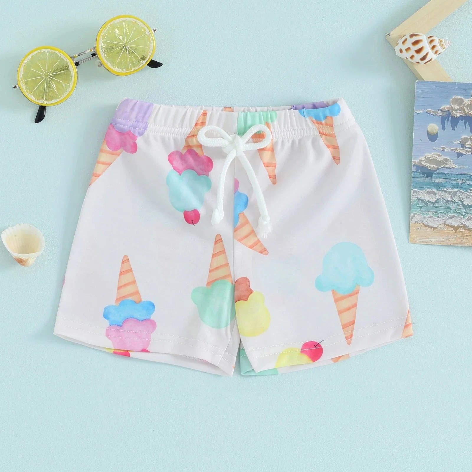 Patterned Swim Trunks
