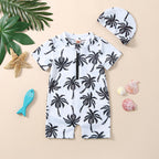 Palm Tree Swimsuit with Hat