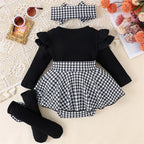 Baby Girl Houndstooth Romper Dress Set
