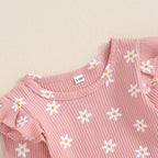 Ribbed Ruffle Daisy Outfit & Headband