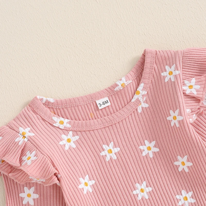 Ribbed Ruffle Daisy Outfit & Headband