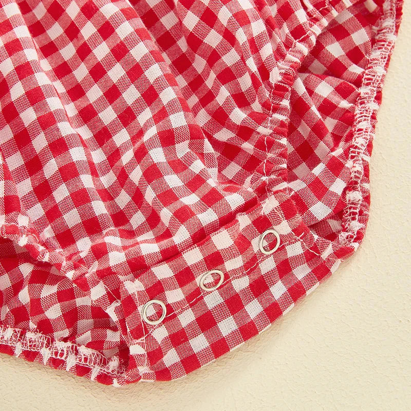 Ruffled Plaid Romper & Headband