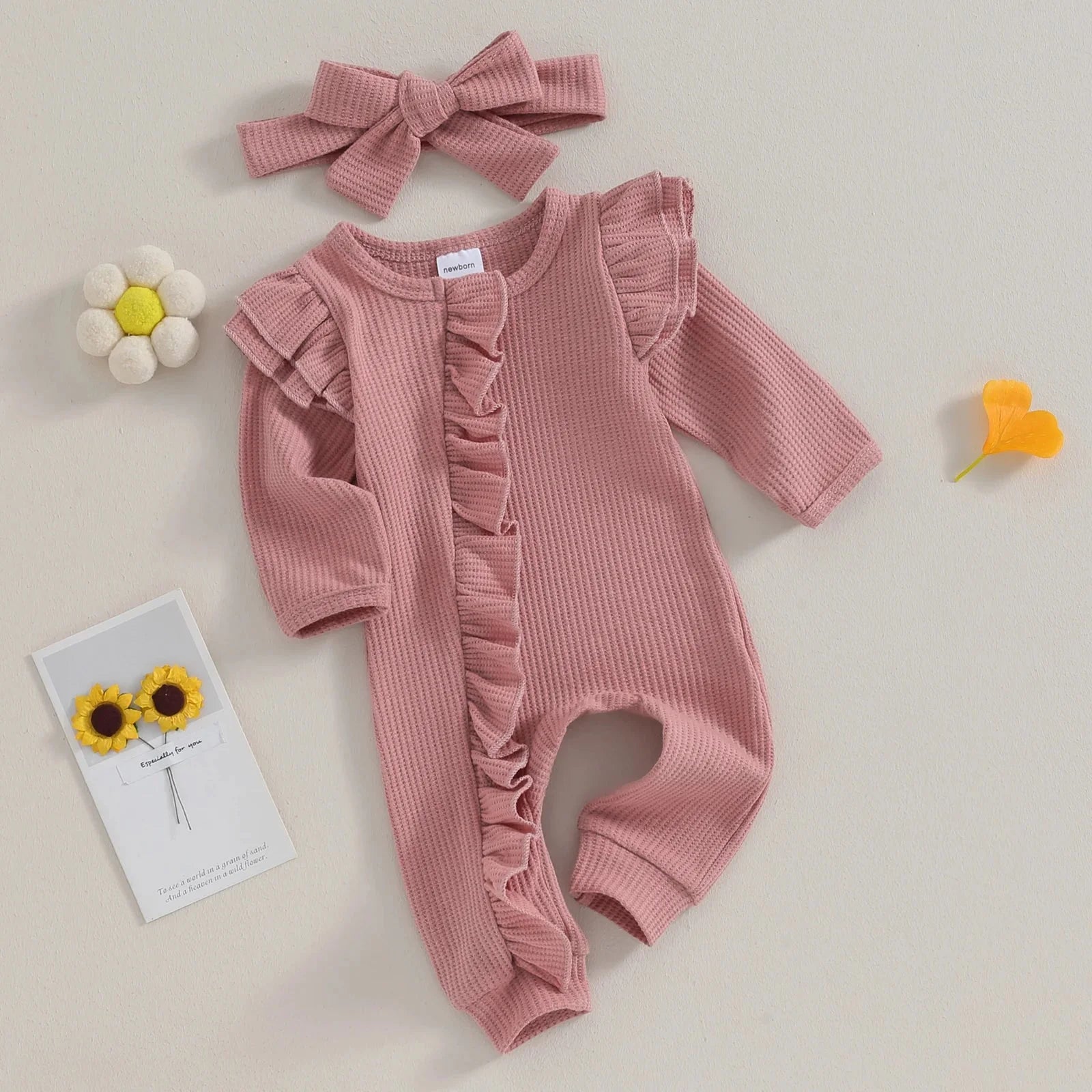 Solid Ruffled Ophelia Onesie & Bow