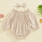 Ruffled Plaid Romper & Headband