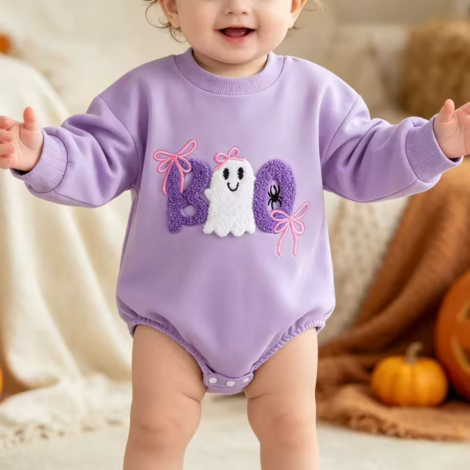 👻 Baby Girl Ghost Boo Halloween Romper