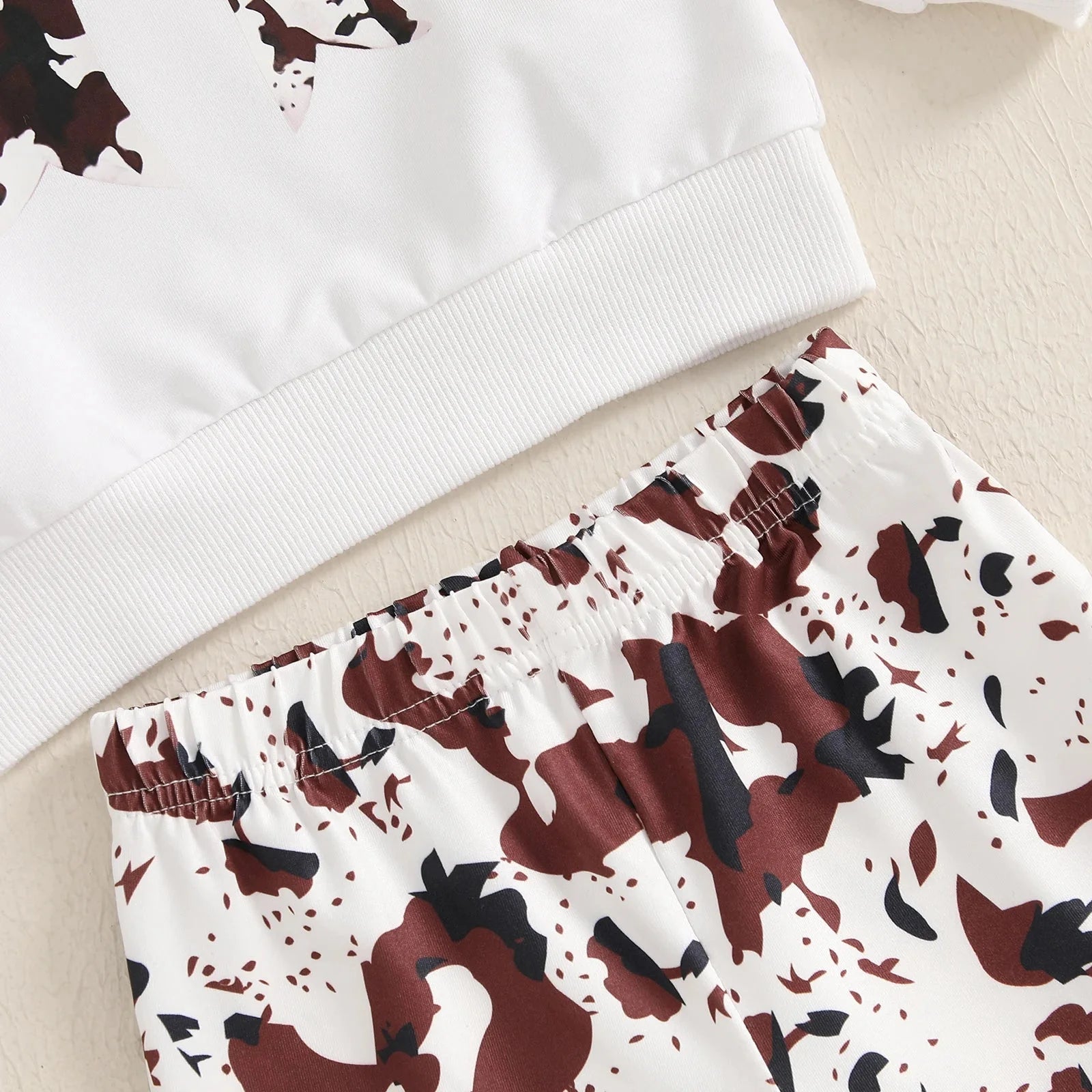 Cow Print Bow Bell Bottoms Outfit