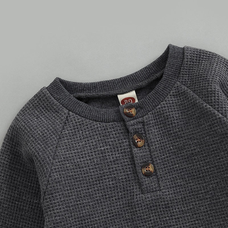 Solid Button Jogger Set