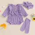 Purple Ruffles Romper 3 Piece Set