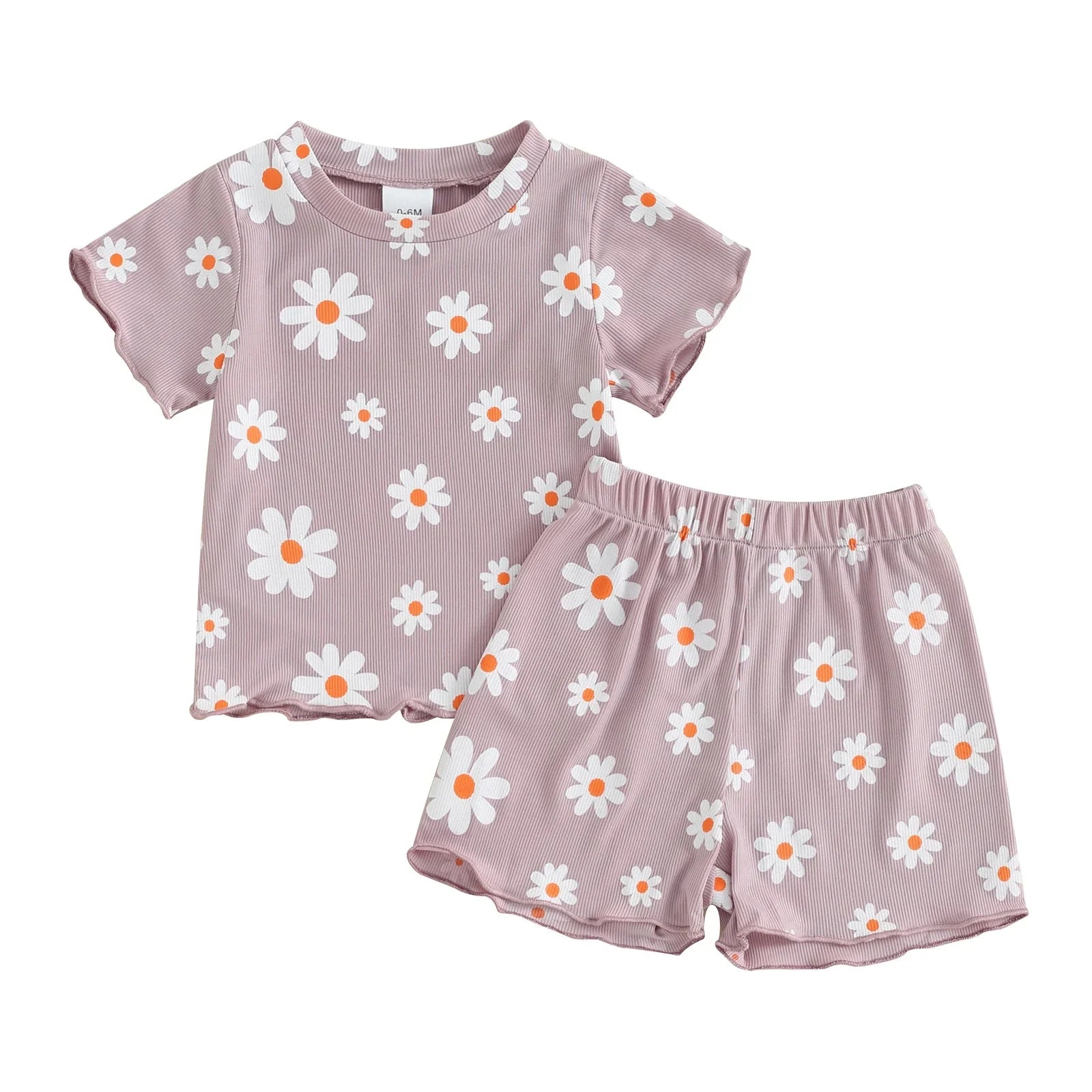 Ribbed Flower T-shirt & Shorts
