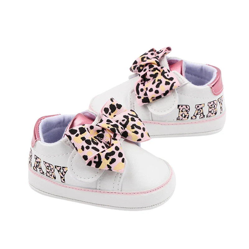 Leopard Bow Baby Sneakers