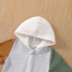 Fall Patchwork Hooded Romper