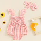 Cinched Plaid Romper & Bow