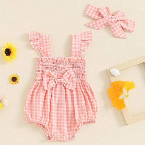 Cinched Plaid Romper & Bow