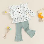 Ribbed Ruffles Patterned Top & Pants