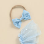Baby Blue Stars Dress & Headband