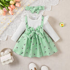 Baby Girl Floral Suspender Dress & Headband Set