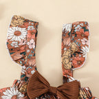 Floral Ruffled Suspender Skirt Outfit