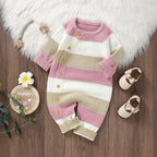 Knitted Striped Button Romper