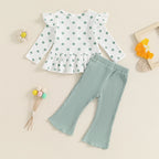 Ribbed Ruffles Patterned Top & Pants