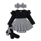 Baby Girl Houndstooth Romper Dress Set