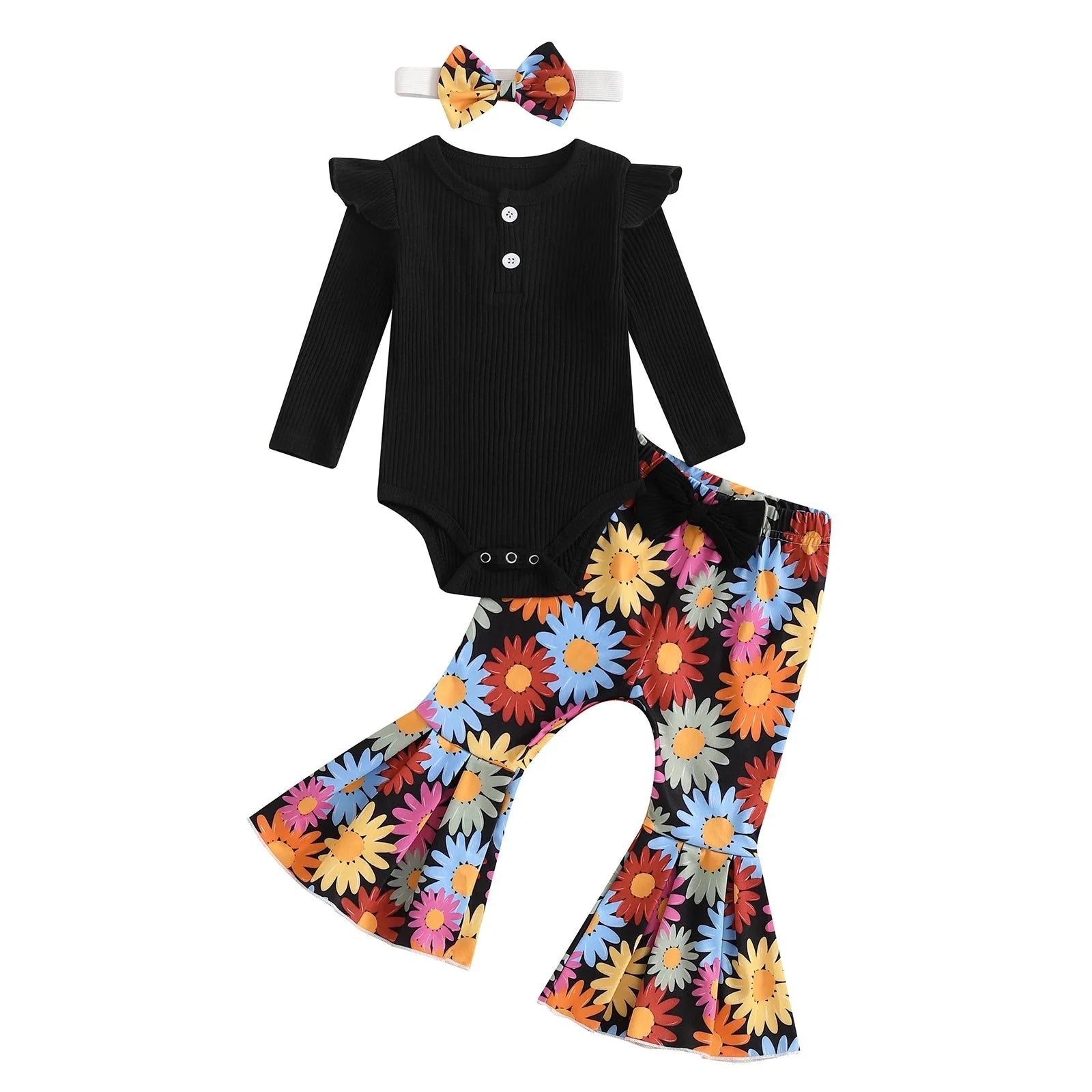 Lucia Floral Bell Bottom Outfit & Headband