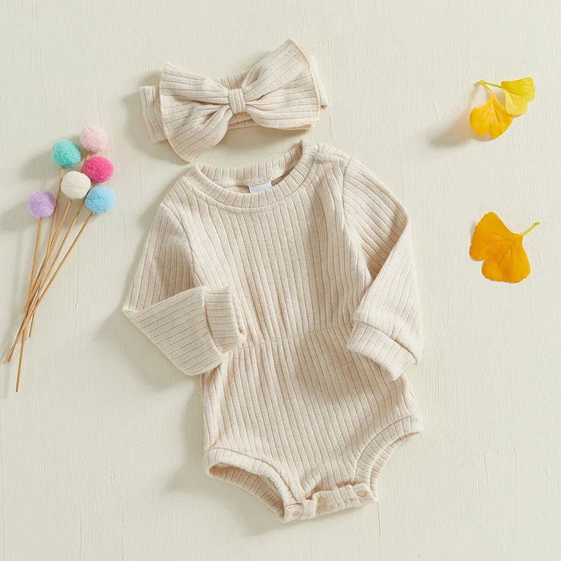 Solid Shaila Ribbed Onesie & Headband