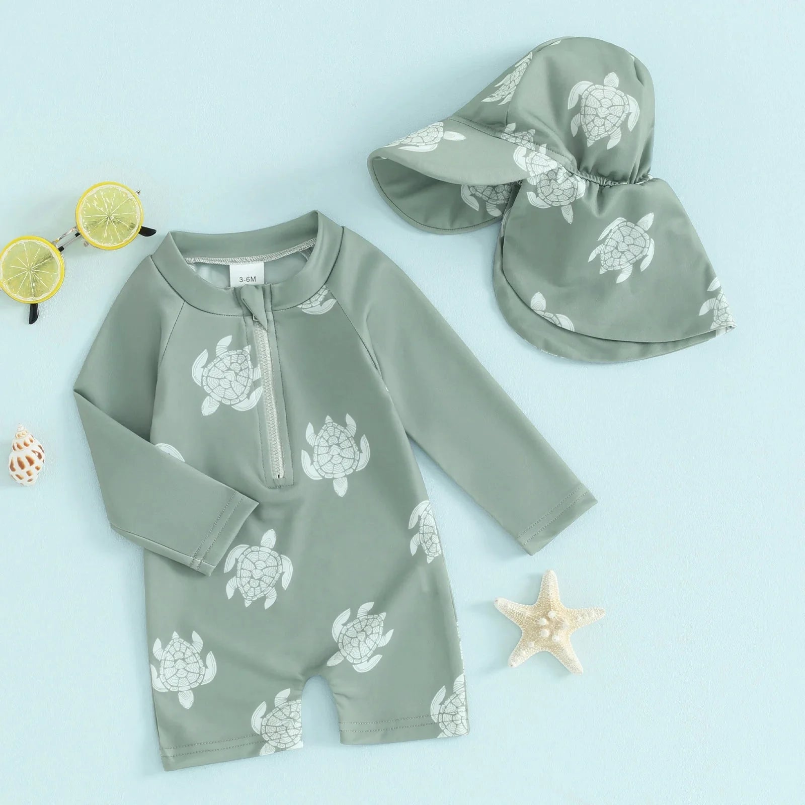 Sea Turtle Swimsuit & Hat