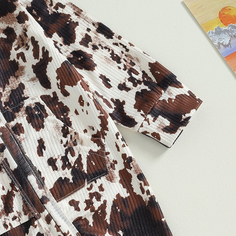 Long Sleeve Cow Print Onesie