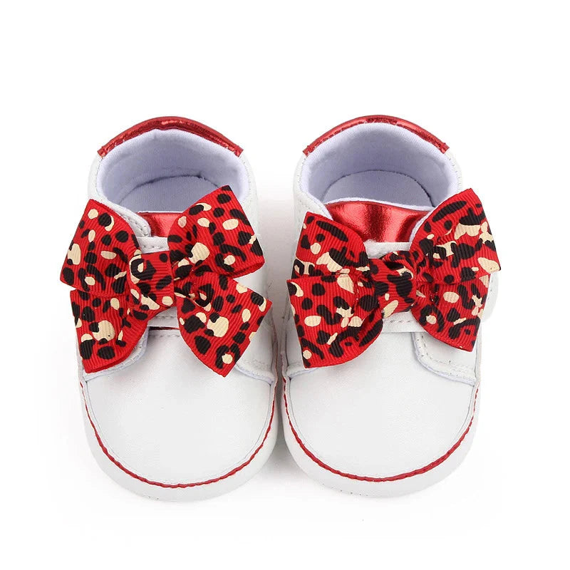 Leopard Bow Baby Sneakers
