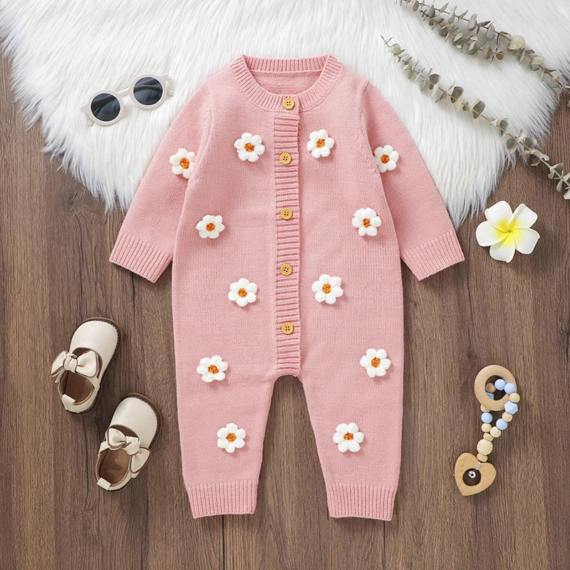 Daisy Blossom Baby Girl Knit Jumpsuit 🌸
