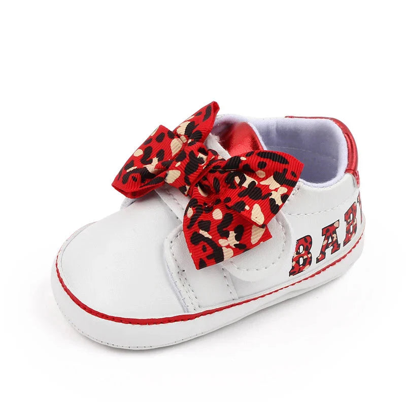 Leopard Bow Baby Sneakers