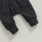 Solid Hoodie Zipper Romper